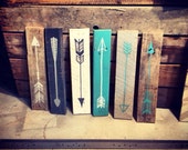 Reclaimed wood hand painted arrow