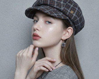 Vintage Plaid Newsboy Cap - Classic Tartan Baker Boy Hat for Men and Women - Retro British Style Cabbie Hat