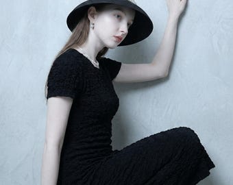 Black Straw Bucket Hat with Pearls, Elegant Summer Sun Hat for Women, Packable Beach Accessories, Vintage Style Vacation Hat Gift