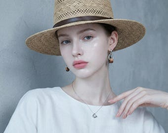 Handwoven Straw Sun Hat - Wide Brim Summer Beach Hat, Vintage French Style Boater, Breathable Garden Party Hat, Sustainable VacationHeadwear