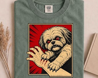 Shih Tzu Halloween Scratch Horror Vintage Spooky Dog Lover T-Shirt, Creepy Dog Shirt, Funny Shih Tzu Gift