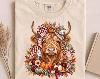 Fall Cow Shirts for Woman, Comfort Colors® Fall Cow Shirt, Cute Autumn Cow Tee, Cozy Farm Animal Shirt, Fall Heifer Shirt, Cow Lover Gift