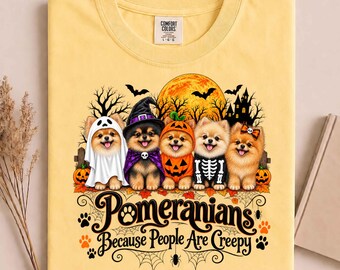 Pomeranias Porque la gente da miedo Camiseta de Halloween para perros, Camiseta de Pomerania fantasma, Regalo para mamá de Pomerania, Camiseta de temporada espeluznante, Camiseta para papá de Pomerania