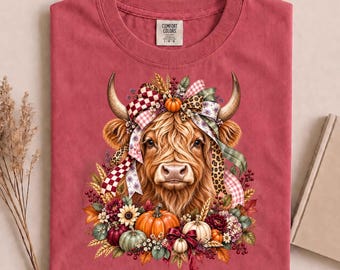 Camisetas de vaca de otoño para mujer, Camiseta de vaca de otoño Comfort Colors®, Camiseta de vaca de otoño adorable, Camiseta acogedora de animales de granja, Camiseta de vaca de otoño, Regalo para amantes de las vacas