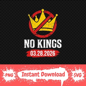 Retro Vintage No King PNG: Anti Authority Quote Graphic png Retro Protest Statement Design (Digital Download)