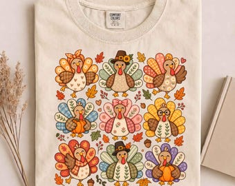 Boho Turkey Thanksgiving Shirt, Preppy Fall Wild Turkey Tee, Whimsical Give Thanks T-Shirt, Women's Floral Autumn Gift, Cute Fall Tee