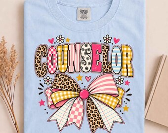 Camiseta de Consejero/a, Maestro/a, Lazo Coqueto, Primer Día de Regreso a Clases, Regalo para Consejero/a Escolar, Camiseta de Agradecimiento al Consejero/a, Psicología y Salud Mental