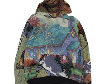 Handgemaakte tapijtdeken hoodie custom animal nature geweven trui