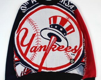 ハンドメイド ニューヨーク ヤンキース スウェットシャツ カスタム タペストリー ブランケット MLB アップサイクル 90年代