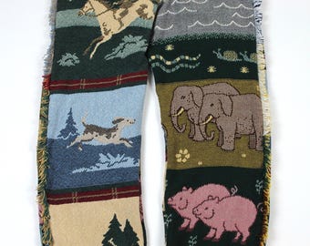 Handmade Tapestry Blanket Pants Upcycled Animal Sweatpants