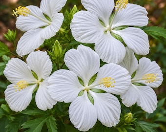 Set 2 White Texas Star Hibiscus Plants Live for Planting, White Flower Hardy Hibiscus Plant in Garden, 4-8 Inch Tall, No Pot, No Ship TX