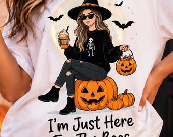 Halloween PNG, Pumpkin Spice Witch PNG, I'm Just Here For The Boos, Boujee Fall Halloween Shirt Design, Sublimation PNG Download