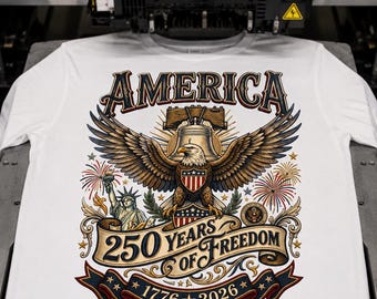 250e anniversaire des États-Unis PNG | 250 ans de liberté 1776-2026 | Sublimation aigle patriotique vintage | Conception de chemise du demi-centenaire