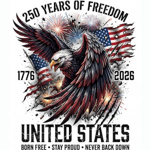 USA 250th Anniversary PNG, Patriotic Bald Eagle Sublimation, 1776 to 2026 America 250 Graphic, Distressed US Flag, 4th of July Shirt Design
