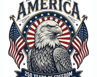 250 anni di libertà PNG / America 1776-2026 Aquila patriottica png / Merchandising del 4 luglio, Bandiera USA, USA 250° Png / Download digitale immediato