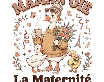 Mama Goose PNG, Maman Oie PNG Design, Français maternité citation chemise graphique, téléchargement numérique maman drôle