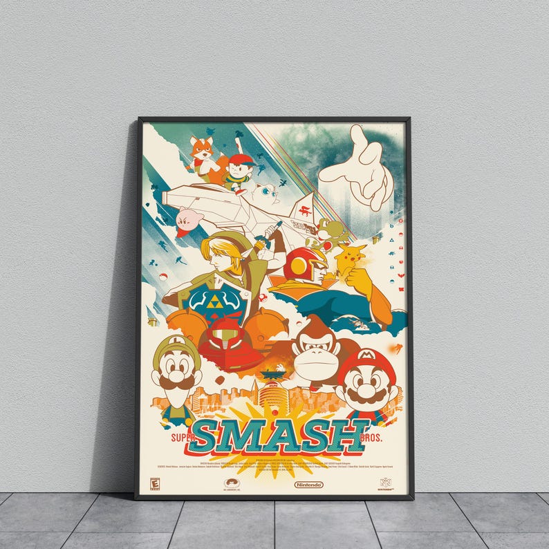 Super Smash Bros Poster | Mario Wall Art | Game Print - Etsy