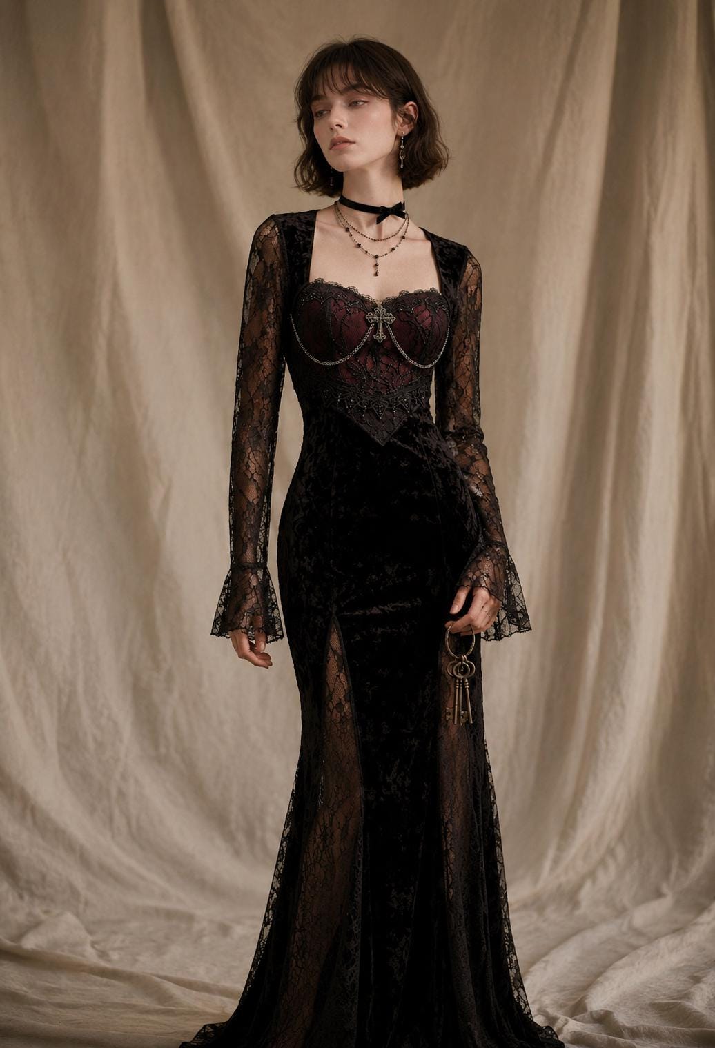 Black Lace Sheer Maxi Dress - Etsy