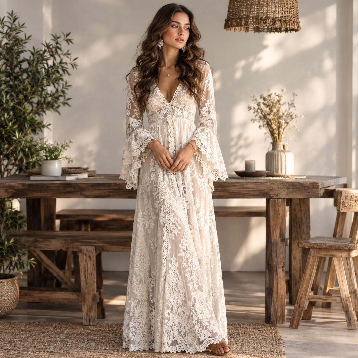Flowy Long Sleeve Boho Dress