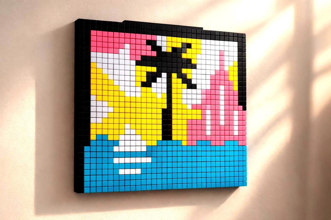 Miami Pixel Art Wall Decor – Modular 3D Printed Sunset Palm Tree Piece ...