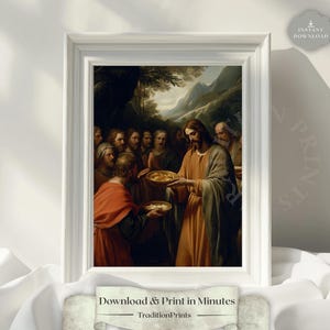 Jesus Feeding the Five Thousand Classical Religious Painting (Digital Download) 251