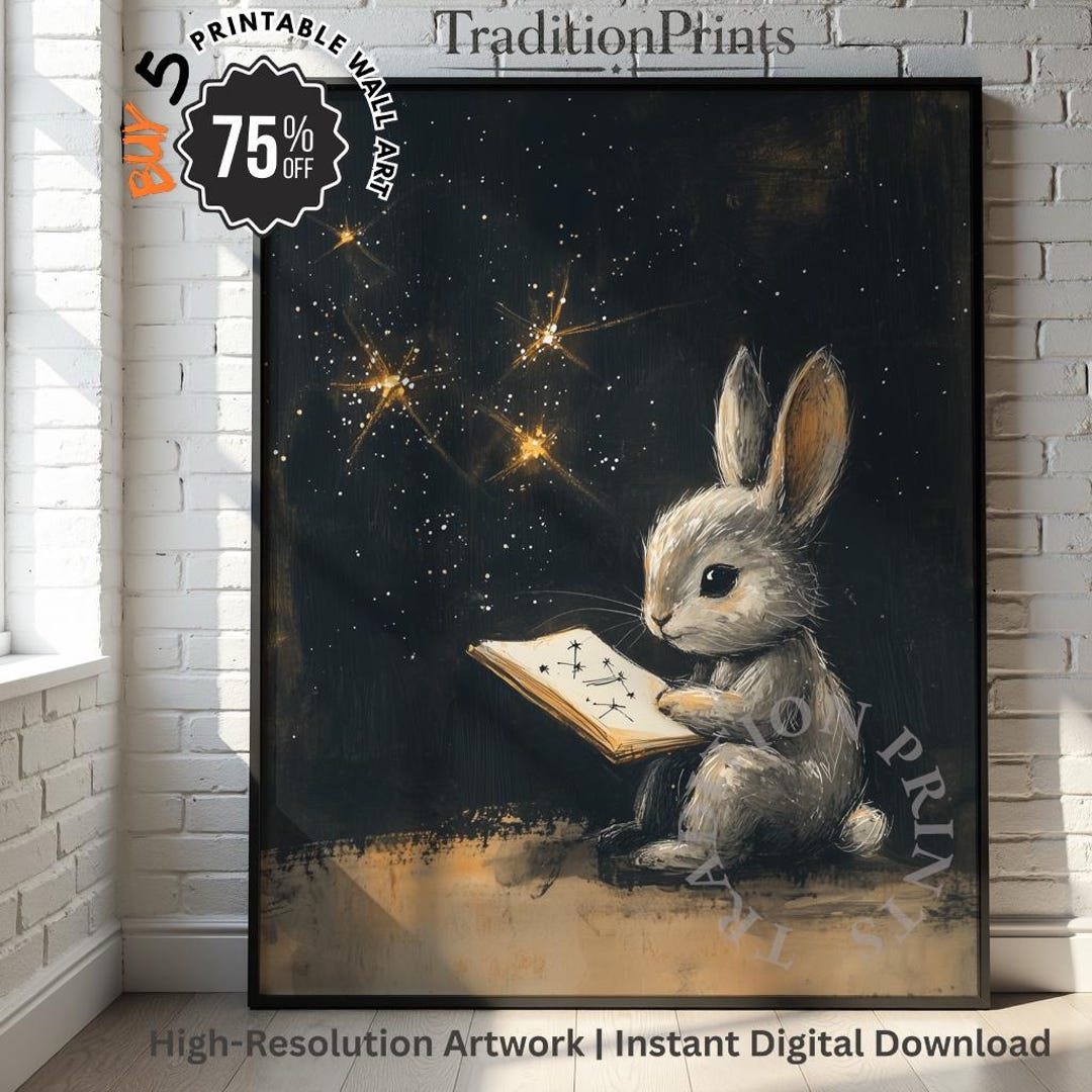 Printable Reader Rabbit Magical Reading Rabbit Printable - Cute Storybook Night Scene, Nursery ...