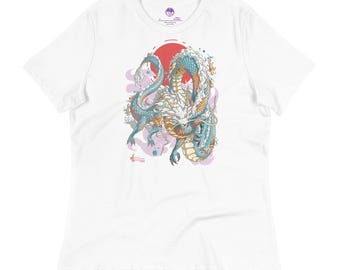 日本の龍鯉イラスト ホワイト レディース Tシャツ