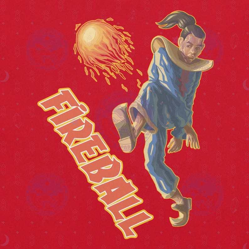 Fireball Mage Fantasy Red T-Shirt image 4