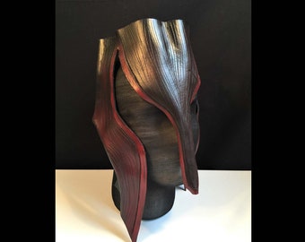 Leather LARP Helmet Warrior Helm Armor * Renaissance Faire Fantasy CosPlay Headpiece, Science Fiction Alien Cosplay Costume, Made to Order