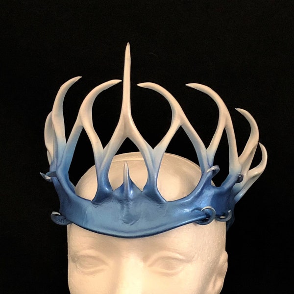 Corona de cuero para disfraz de bruja de hielo, reina de las nieves, fantasía, tocado para festival de invierno, accesorio de disfraz de reina de las hadas para mujer