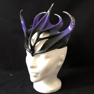 Dark Fairy Leather Crown for Faery Queen or Dragon King Elf Cosplay Costume for Comicon Fantasy Headpiece for Renaissance Faire Festival