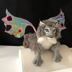 FAIRY LYNX Shoulder Puppet Fantasy Art, Cat Puppet Statue, Cat Lover Gift, Cat doll Fantasy Sculpture, Renaissance Faire Fantasy Doll