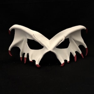 Leder Vampir Maske Blutrot Spitzen,weiß Halloween Maske,Vampir Cosplay LARP Maske,Vampir Kostüm,Vampir Masquerade Maske,Fantasy CosPlay