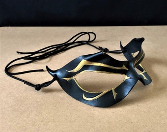 Black Egyptian Leather Mask, Eye of Ra design * Masquerade Wedding or Prom Mask, Holiday Party Mask