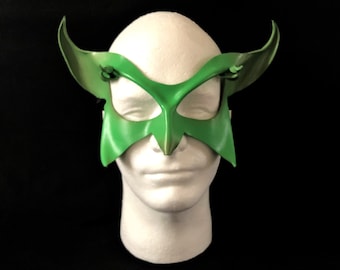 FOX GOBLIN MASK - Vulpera Green Leather mask, Fox Costume, Fox Cosplay, Fox gift * Animal mask * Animal Cosplay * Halloween, Fetish mask