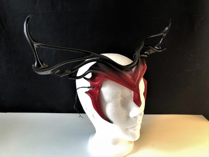 Antlers Leather Cosplay Horns RED & BLACK Headpiece Helm Demon Etsy