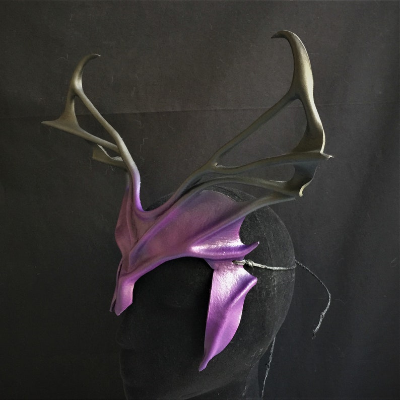Antlers Cosplay Horns Headpiece PURPLE & BLACK Leather Helm Etsy