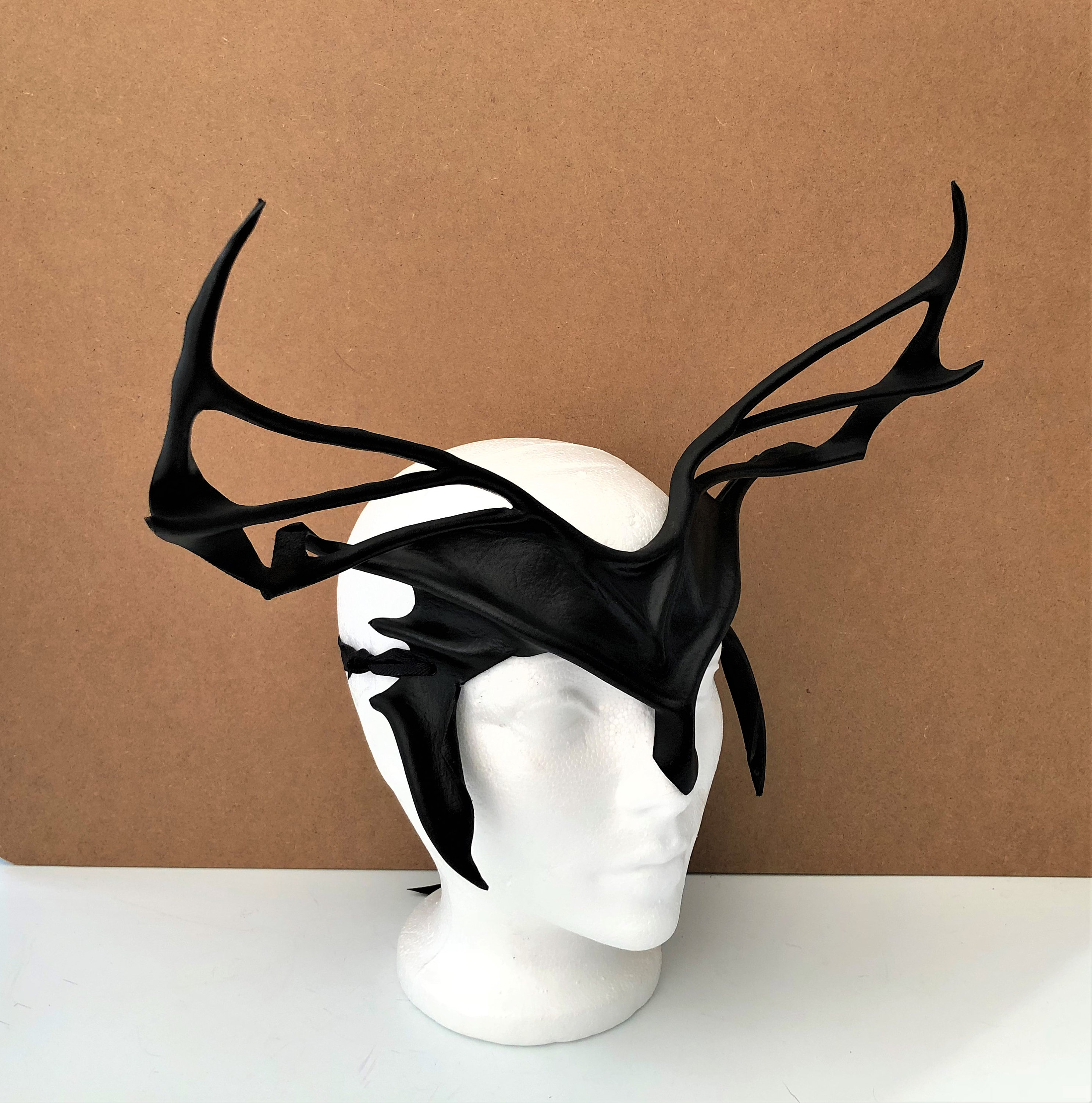 Black Cosplay Horns Sorceress Headpiece Leather Fantasy Etsy