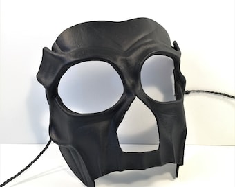 Leather Day of the Dead Festival Mask, Black Ritual Mask, VooDoo Witch Doctor Mask, Halloween party Mask, BDSM fetish accessory