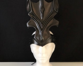 Xenomorph Costume Headpiece, Queen Xenomorph Cosplay Leather Mask, Aliens costume, Aliens Movie Queen Mother, Science Fiction Art