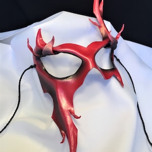 Leather Fire Flames Red Mask Demon Halloween Mask Festival Mask Evil Fairy Mardi Gras Carnival Masquerade Renaissance Faire Cosplay
