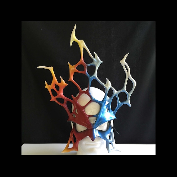 FIRE & ICE Leather Mask * Festival Mask Ice Mask Fire Mask Halloween Fire Costume Ice Masquerade Mask Greek God Mask Mardi Gras Carnival