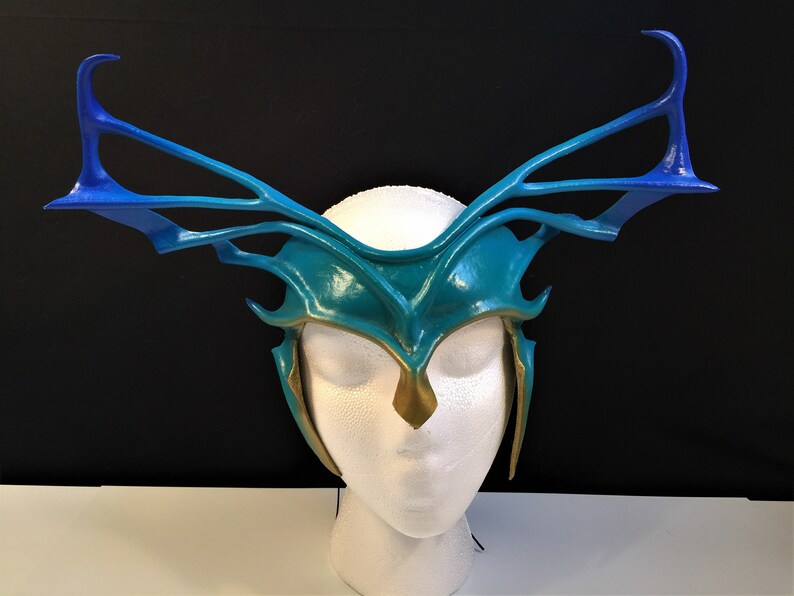 Leather Headpiece Cosplay Horns DARK INDIGO Antlers Leather Mask Villian Costume Fantasy Festival Halloween Carnival Comicon larp Helm