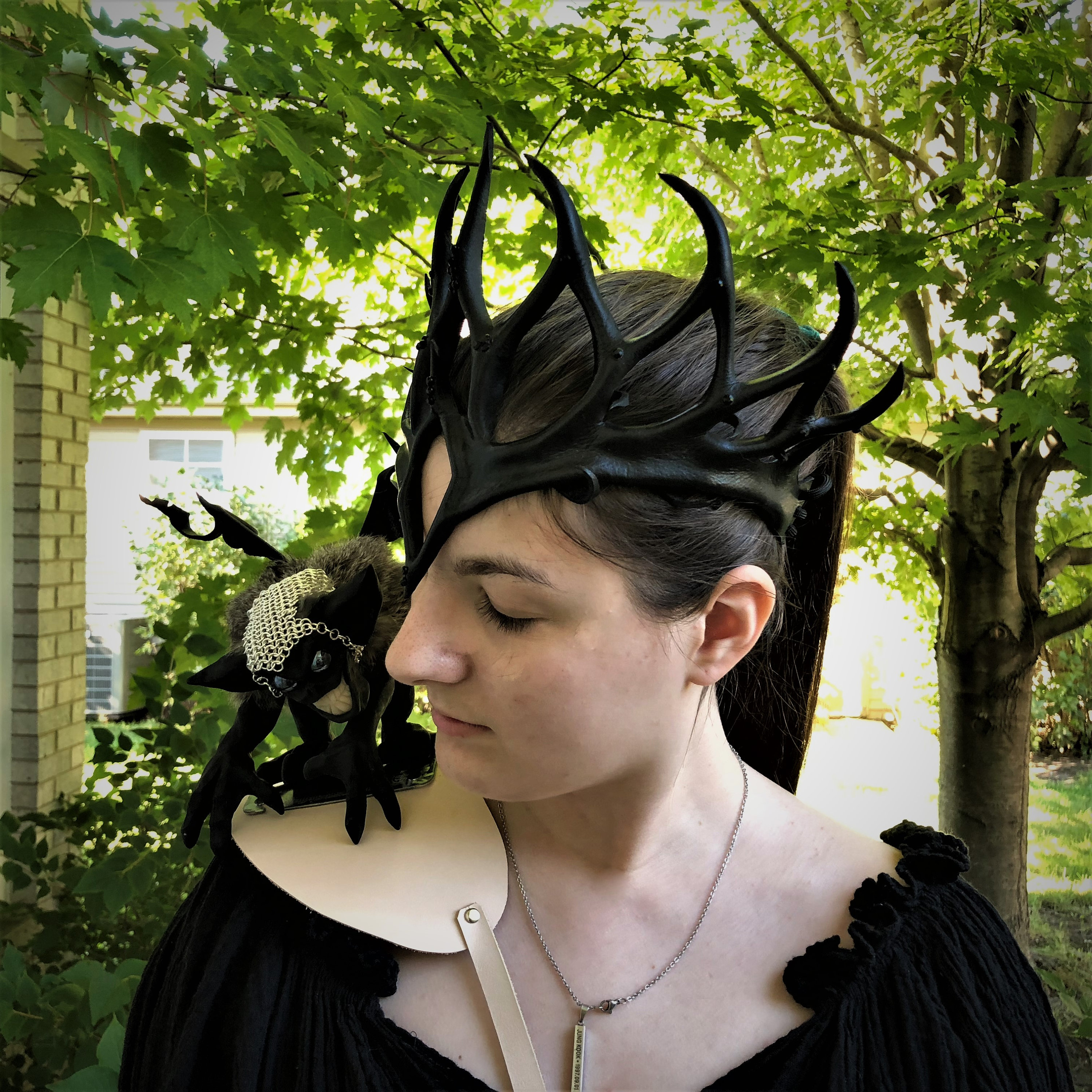 Leather Crown Queen Headband Tiara Adjustable Medieval Costume Accessory Amazon.com: Gothic Headpiece Black Gothic Crown Crown Queen  main image 2