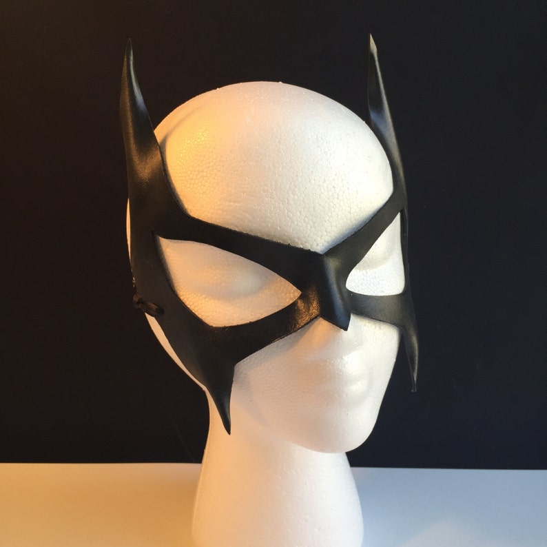 Catwoman mask Villian Cosplay Cat ears Black Leather Batgirl Etsy