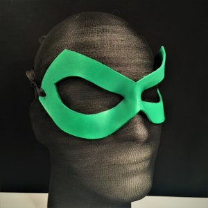 Leather Superhero mask, Kelly Green Superhero costume Comicon Halloween