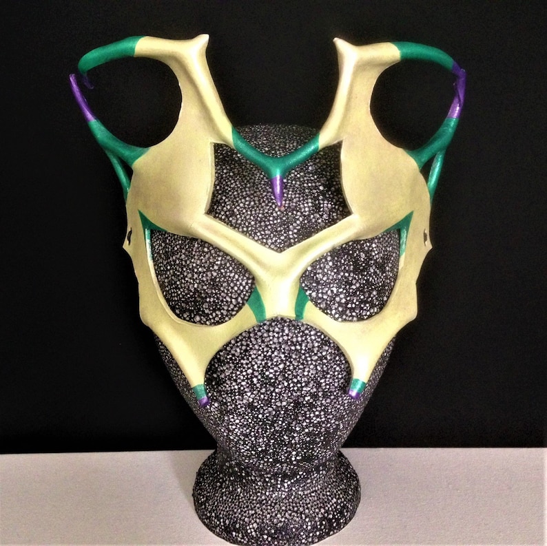 Court Jester Mask Cream Clown Leather Mask Mardi Gras Mask Halloween Clown Court Jester Costume Masquerade Party Circus Renaissance Faire
