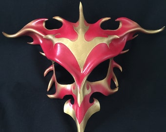 MYTHICAL CREATURE Mask * Mardi Gras Mask * Animal Masquerade Mask Red & Gold * Fairy Costume * Cosplay * Carnival Fantasy Halloween