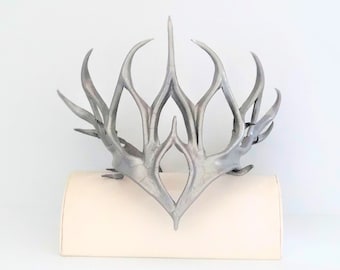 Silver Fantasy Cosplay Crown of Thorns Leather Headpiece * Elven Crown Fairy King Crown *  Renaissance Faire Fairy Queen Costume Headpiece