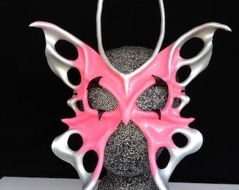 Leather Butterfly Fairy Mask, Halloween Fantasy Masquerade Ball costume piece, Pink Fairy CosPlay Mask, Renaissance Faire Fairy Costume